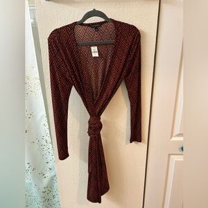 Banana Republic Factory Orange and Black/Navy Chevron Wrap Dress